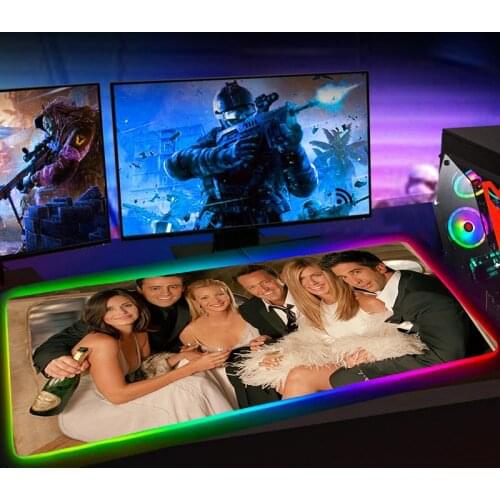 RGB TV Series Friends Mouse Pad 90X30 Mousepad LED Alfombrilla Raton No-slip Keyboard Pad Mause Pad with Backlit Tapis De Souris