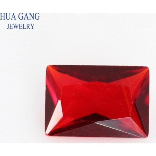 Red Color Rectangle Shape Cut Loose Glass Beads Synthetic Gems For Jewelry Size 2x3~12x16mm Free Shipping