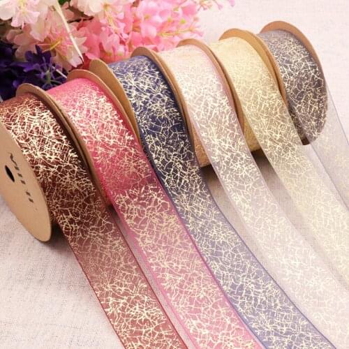 5 Yard 2.5cm Broadside Organza Ribbons Wholesale Gift Wrapping Decoration Ribbons DIY New Year Christmas Ribbon Wedding Decor