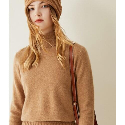 LONGMING New 100% Cashmere Turtleneck Women Sweater Long Sleeve Pullover Women Knitted Sweater Winter Warm Wool Sweaters Jumpers