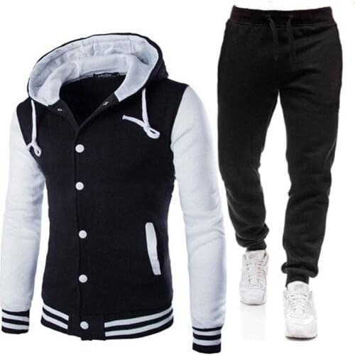 2021 Fashion Mens Street Retro Baseball Uniform Hooded Jackets+Pants 2 piece Sets Brand harajuku Wild Casual Couples Coats