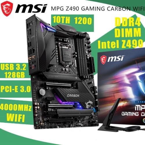 MSI MPG Z490 GAMING CARBON WiFi New Motherboard LGA 1200 PCI-E 4.0 M.2 DDR4 USB3.0 Original Desktop Intel Z490 100% Mainboard