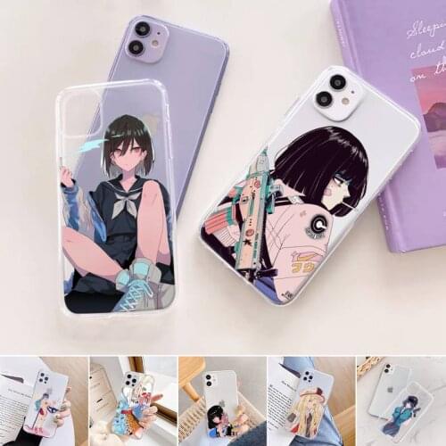 Cartoon cool cute girl Phone Case Transparent for iPhone 11 12 6 7 8 Pro X XS Max XR Plus Silicone Soft TPU Clear mobile bags