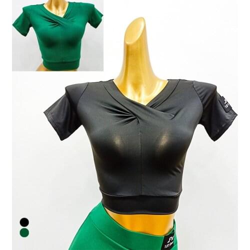 New Latin Dance Tops Ballroom Dance Clothes Sexy Crop Top Rumba Samba Modern Training Performing Costume Green/Black Shirt 1926