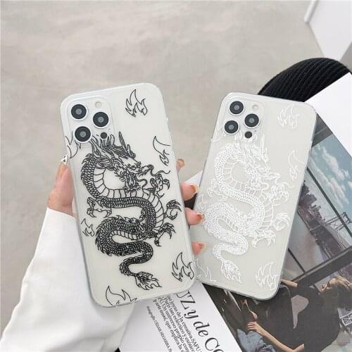 New Fashion Dragon Animal Pattern Phone Cases For iPhone 12 Mini 11 Pro XS MAX XR X 8 7 Plus SE 2020 12Pro Soft Clear TPU Cover