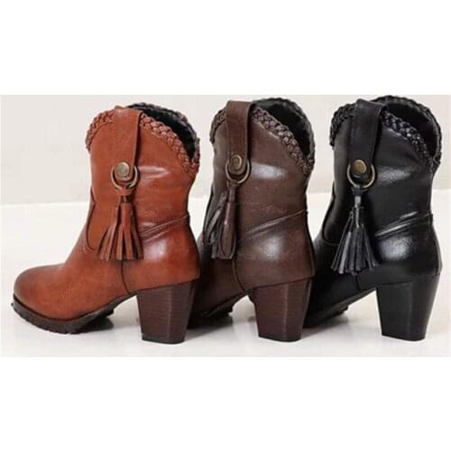 New European and American Style Womens Shoes Autumn and Winter New Womens Boots Thick Heel and Cashmere Martin Boots Women