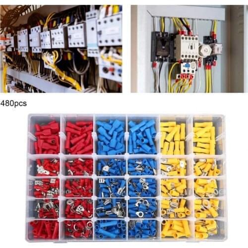 480Pcs Crimp Terminal Insulated Wear-resistant Widely Used Portable Different Specifications Electric Terminals for Car