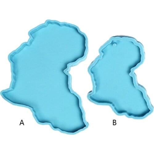 Africa Map Shape Coaster Cup Mat Pad Epoxy Resin Mold Keychain Silicone Mould J0PC