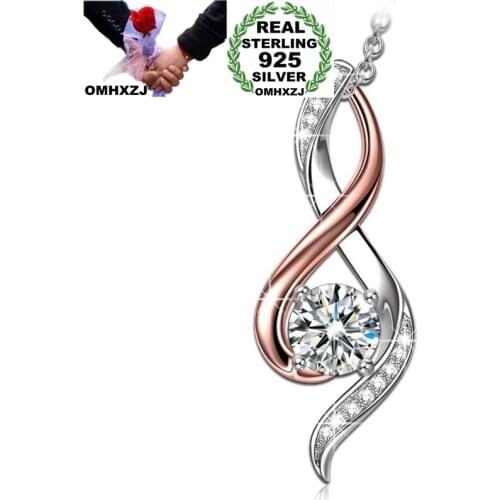 OMHXZJ CA309 Wholesale European Fashion Woman Party Birthday Wedding Gift Geometric AAA Zircon 925 Sterling Silver Pendant Charm