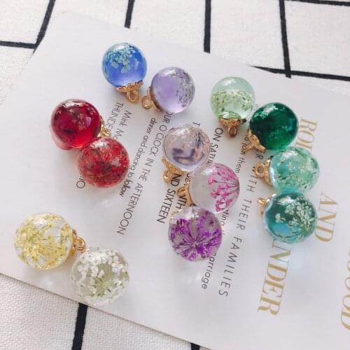 Floral Crystal Glass Ball Charms 20pcs Ornament Accessories Girls Fashion Earring Necklace Pendants Ornament Accessories 16*21mm