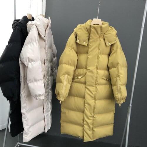 2021 autumn and winter new Korean down padded jacket loose and thick super long parker padded jacket