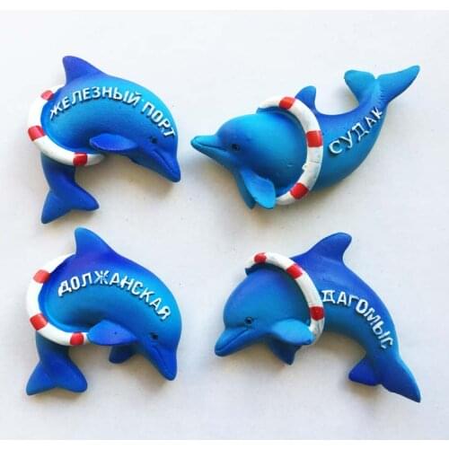 QIQIPP Russian tourist souvenirs creative lovely dolphin performance semi magnetic sticker refrigerator sticker