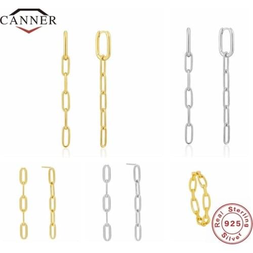 CANNER 2021 New 925 Sterling Silver 40mm Length Paper Clip Chain Drop Earrings For Women Piercing Earrings Jewelry Pendientes