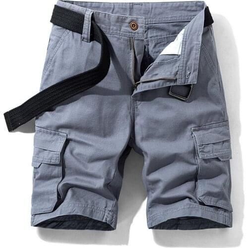 Cargo Shorts Men Cotton Baggy Multi Pocket Military Male Cargo Shorts New 2021 Summer Mens Casual Zipper Short Pants Breeches