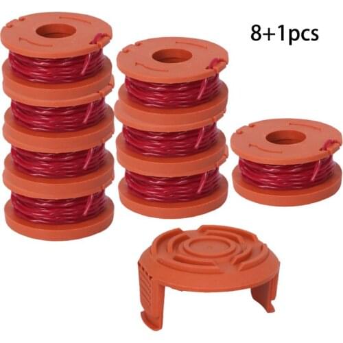 Line String Trimmer Replacement Spool 3M String Trimmer Spool Line for WORX, 9 Pack (8 Pack Grass Trimmer Line, 1 Trimmer Cap)