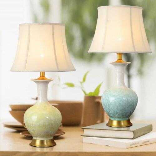 SAROK Modern Table Lamps Ceramic Brass LED Bedside Lamp 220V Luxury Home Decorative For Study Office Bed Room