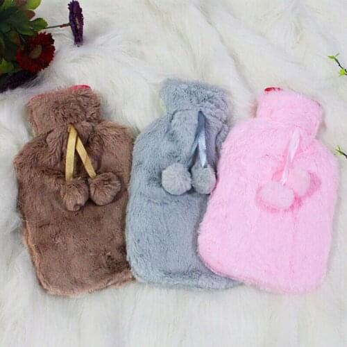 Hot Water Bag Bottle with Cover Warmer Hand warming Winter Warm Fur Fleece Knitted Cover