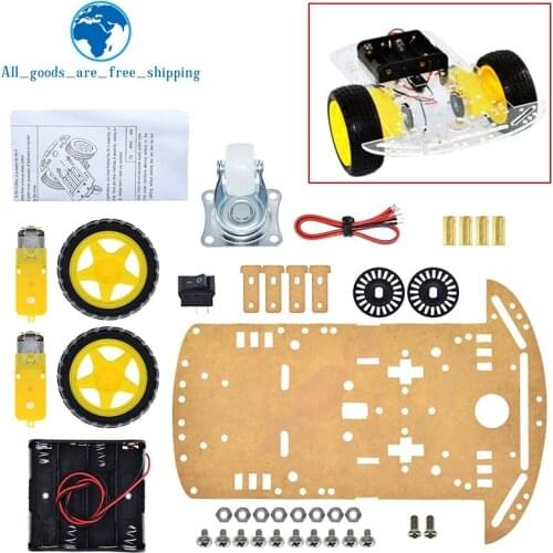 TZT New Motor Smart Robot Car Chassis Kit Speed Encoder Battery Box 2WD For Arduino Free Shipping