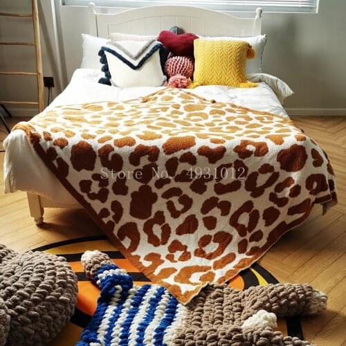 Comfy Soft Leopard Plaid Throw Blanket All Season Elegant Fuzzy Fluffy Microfiber Knitted Thermal Blankets For Bed Sofa