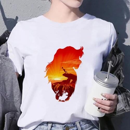 New Summer The Lion King Simba Print T Shirts for Women Cartoon Casual T-shirt Lady Short Sleeve Tops Tees Shirt Unisex Clothes