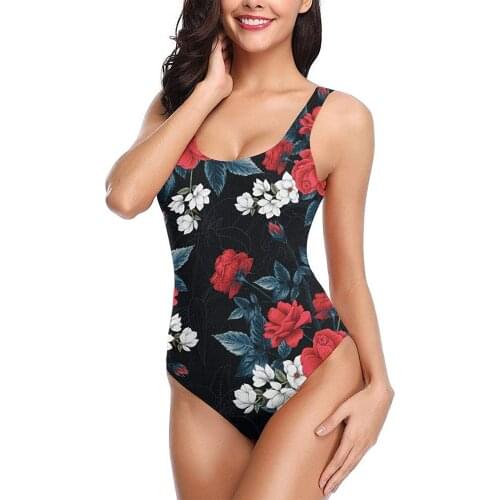 Vintage Colorful Floral Flowers Womens Swimsuits Teen One-Piece Swimsuit Women Athletic Training Swimwear Bathing Suits