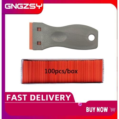 100pcs Plastic Razor Blades 1.5 inch Double Edged Old Glue Sticker Squeegee Ceramic Window Glass Scraper Car Wrapping Tools K41
