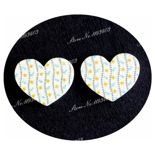 16mm Heart Shape Image Painted Wooded Laser Cut Cabochon to make Rings, Earrings, Bobby pin, pendant