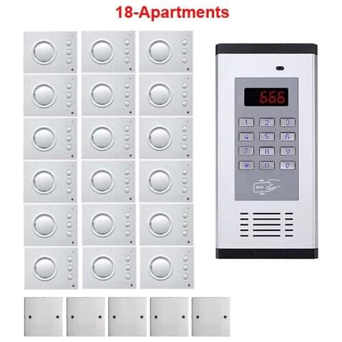 2-wired hand-free audio door phone Security non-visual building intercom system for 18-apartments,PASSWORD/ID Card unlocking