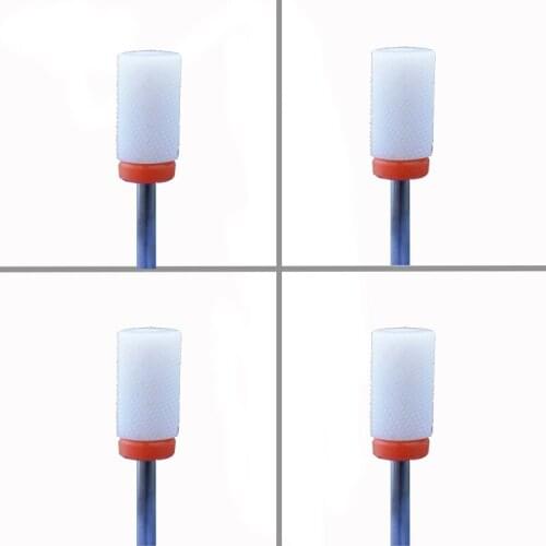 4pcs White Ceramic Nail Drill Bit - Large Barrel Bit - F
