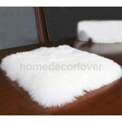 45x45cm Artificial Wool Fluffy Home Floor Carpet Soft Seat Cushion White