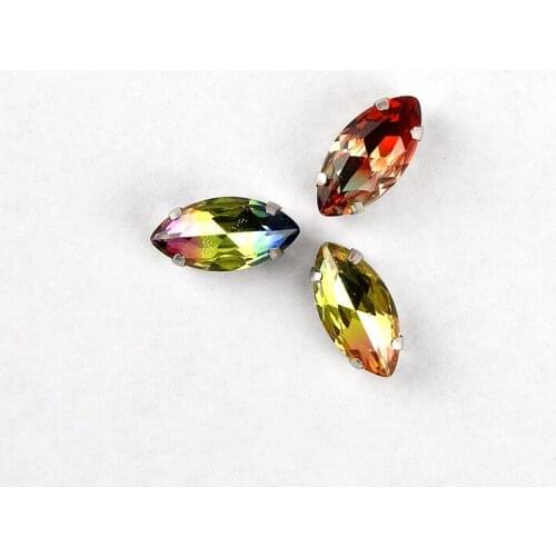 9*18mm sew on claw rhinestone horse eye Tourmaline beads for sewing 4228 xilion navette fancy stone with clow
