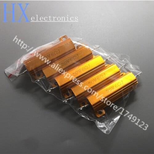 Free shipping 10PCS Gold aluminum housing resistance RX24-50W 6ohm NEW and best quality