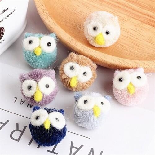 Free Shipping 5PCs 3D Cute Kawaii Animal Owl Head Doll Craft DIY Jewelry Ornament Accessories Girls Hair Jewelry Bow Center