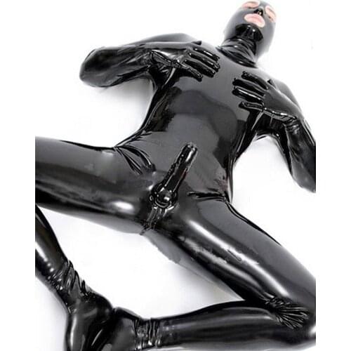 2016 New Fashion sexy fetish latex catsuit bodysuits with penis cover for adult Rubber clubwear costume plus size Hot sale