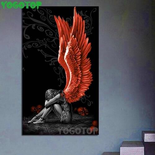 Large Diamond painting 5d diy full square round drill puzzle Mosaic embroidery Home Decor Black and White Angel Girl YY4962