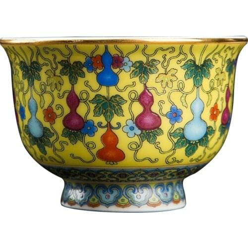 Tea Cup Master Cup Single Cup Jingdezhen Ceramic Enamel Famille Rose Ceramic Tea Set Kungfu Tea Cup