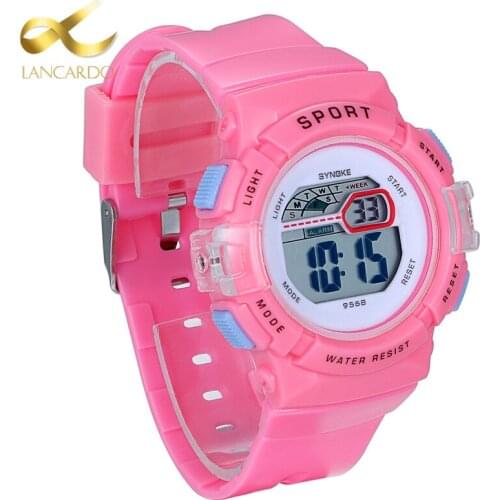 Lancardo 2021 Pink Color Children Watches Kids Style LED Digital Girl Quartz Watch Army Sports Wristwatches Christmas Gift