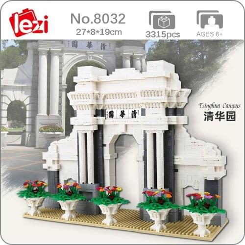 Lezi 8032 World Architecture Tsinghua Campus University 3D DIY Mini Diamond Blocks Bricks Building Toy for Children no Box
