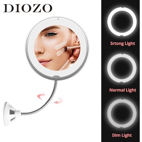 DIOZO 10X Magnifying Makeup Mirror 3 Luminosity LED Lights Make Up Mirror Flexible Vanity Mirrors Cosmetic Mirrors Dropshipping