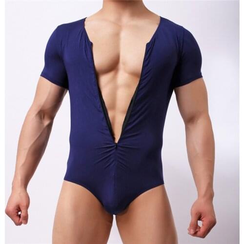 Men Undershirt Jockstrap Shorts Sleeve Zipper Cardigan Bodysuit Bodybuilding Fitness Rompers Wresting Singlet Jumpsuit Sportwear