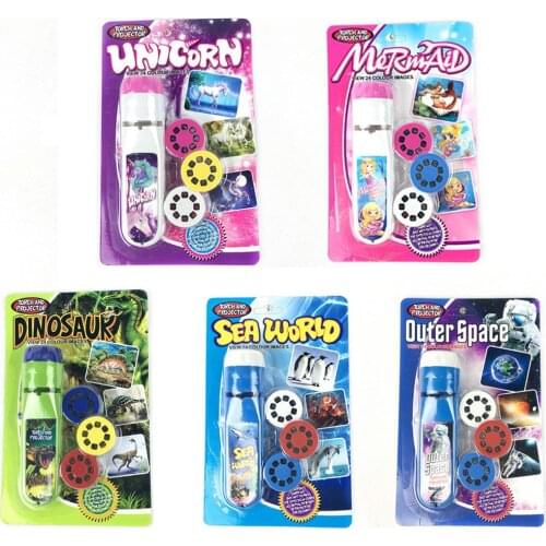 Projection Flashlight Children Projector Light Cute Cartoon Toy Night Photo Picture Light Bedtime Learning Fun Toys