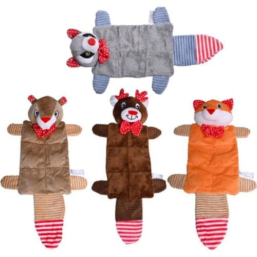 Dogs Plush Toys for Small Large Dogs Chew Interactive Reindeer Raccoon Animal Squirrel Fox Toys Pet Supplies