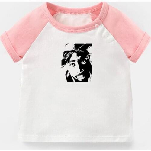 Cool 2Pac Makaveli Hip Hop Music Artist Design Newborn Baby T-shirts Toddler Graphic Raglan Color Short Sleeve Tee Tops