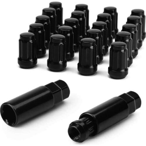 KSP 20pc Premium Black Spline Drive Extended Lug Nuts M12x1.5|1.38" Tall with 2 Security Keys for Honda Acura JDM and More After