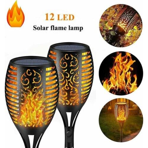 4X 12 LED Flickering Garden Yard Lawn Decor Lamp Solar Powered Flame Light Waterproof Holiday Path Lighting Outdoor Lights