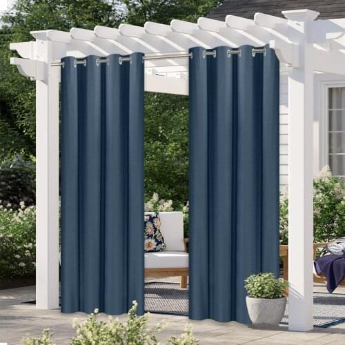 Summer Thermal Insulated Lawn Curtain Solid Waterproof Stain Proof Heat Resistant Outdoor Pergola Curtain Home Blackout Curtain