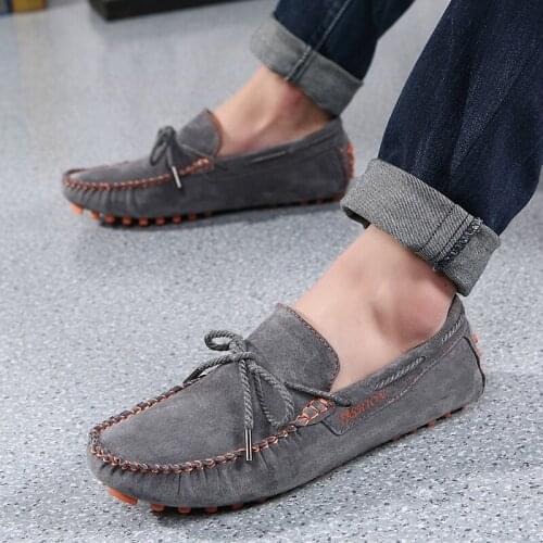 Mens Boats slip on Footwear Fashion cow suede Leather Loafers outdoor breathable Casual Shoes Man Comfortable Lazy Shoes men
