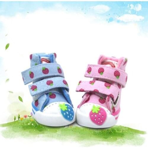 Printed Cartoon Dog Shoes Winter Non-slip Strawberry Pattern Pet Boots Puppy Cat Booties Pets Supplies For Small Dogs Chihuahua