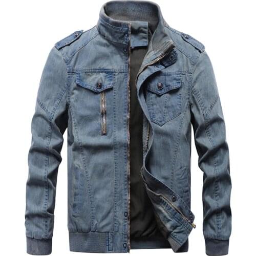 Men Tactical Jacket Spring Autumn Vintage Demin Jacket Military Style Motocycle Biker Jacket and Coat Casual Streetwear Jeans