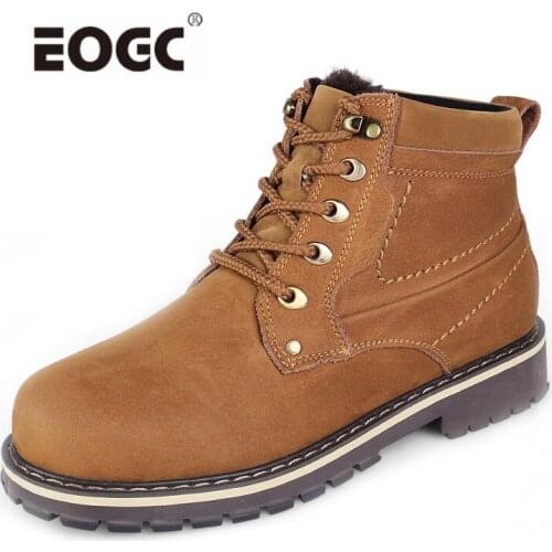 Full genuine leather men boots plus size top quality snow boots High quality men ankle boots waterproof men winter shoes